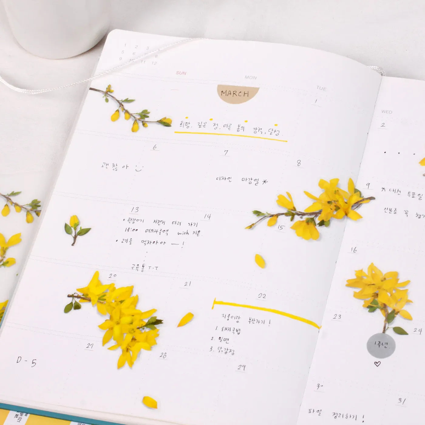 Forsythia Pressed Flower Sticker Sheet