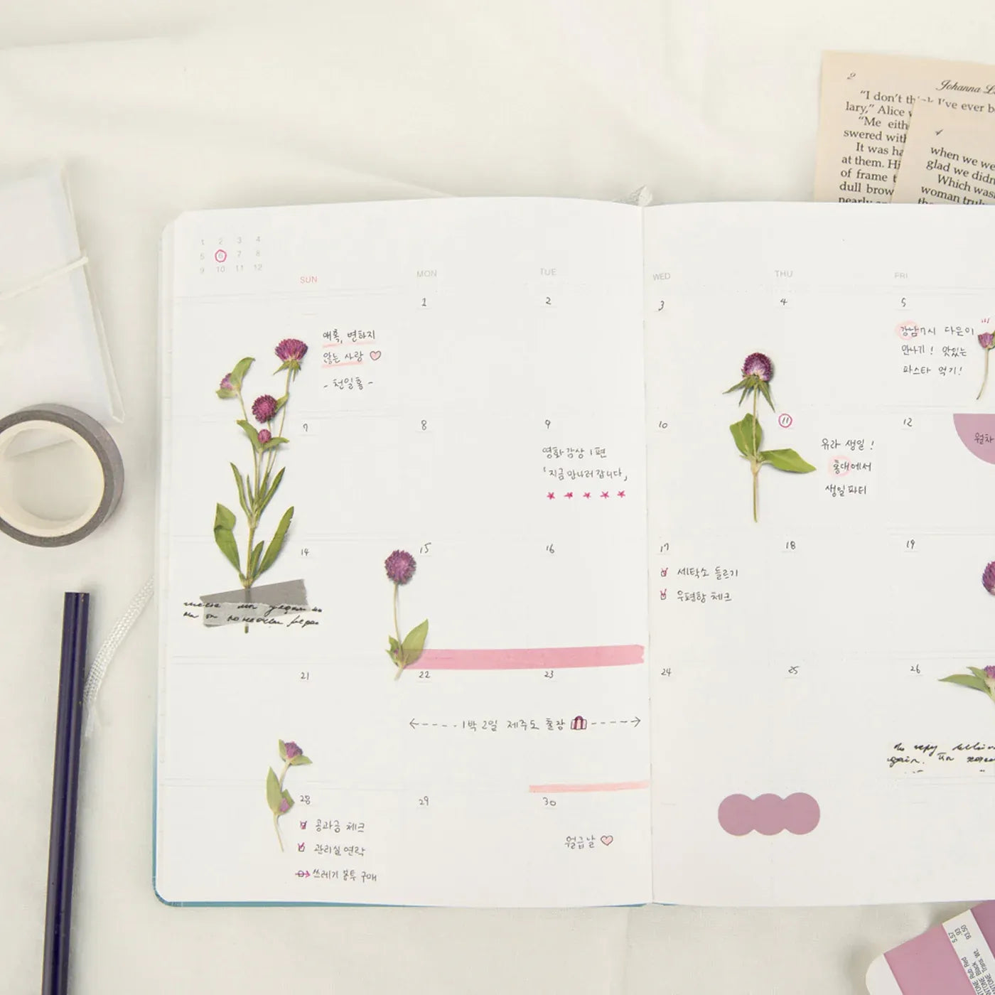 Globe Amaranth Pressed Flower Sticker Sheet
