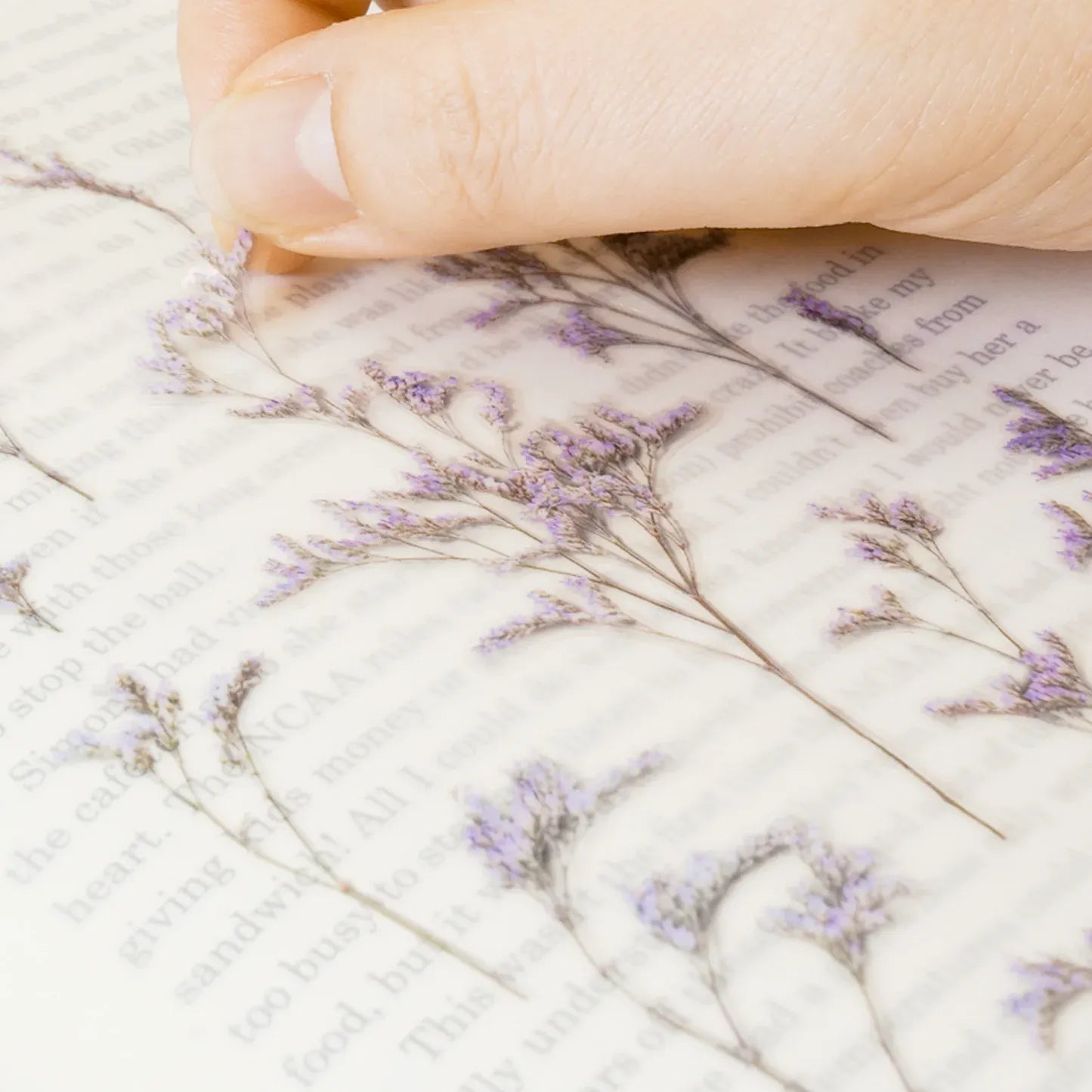 Misty Blue Sea Lavender Pressed Flower Sticker Sheet