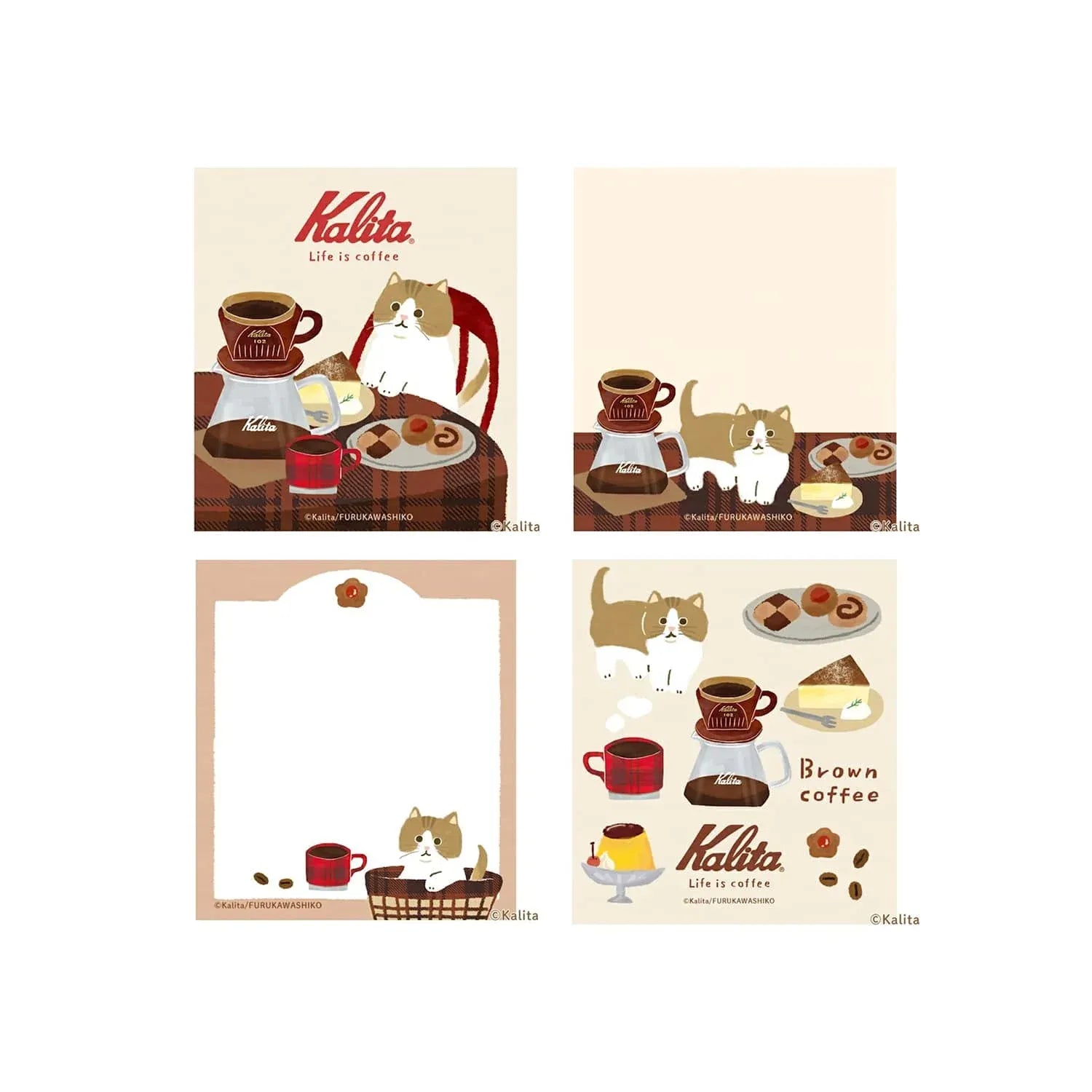 Cat, Cakes & Brown Coffee Memo Pad - Furukawa x Kalita