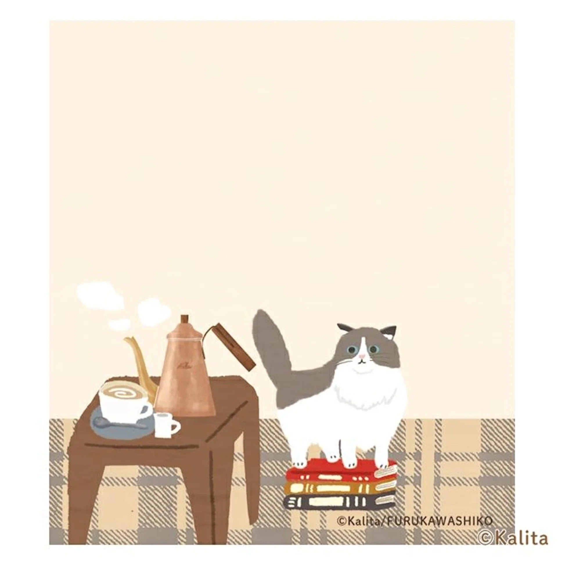 Cats, Books & White Coffee Memo Pad - Furukawa x Kalita