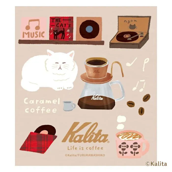 Cats, Records & Caramel Coffee Memo Pad - Furukawa x Kalita