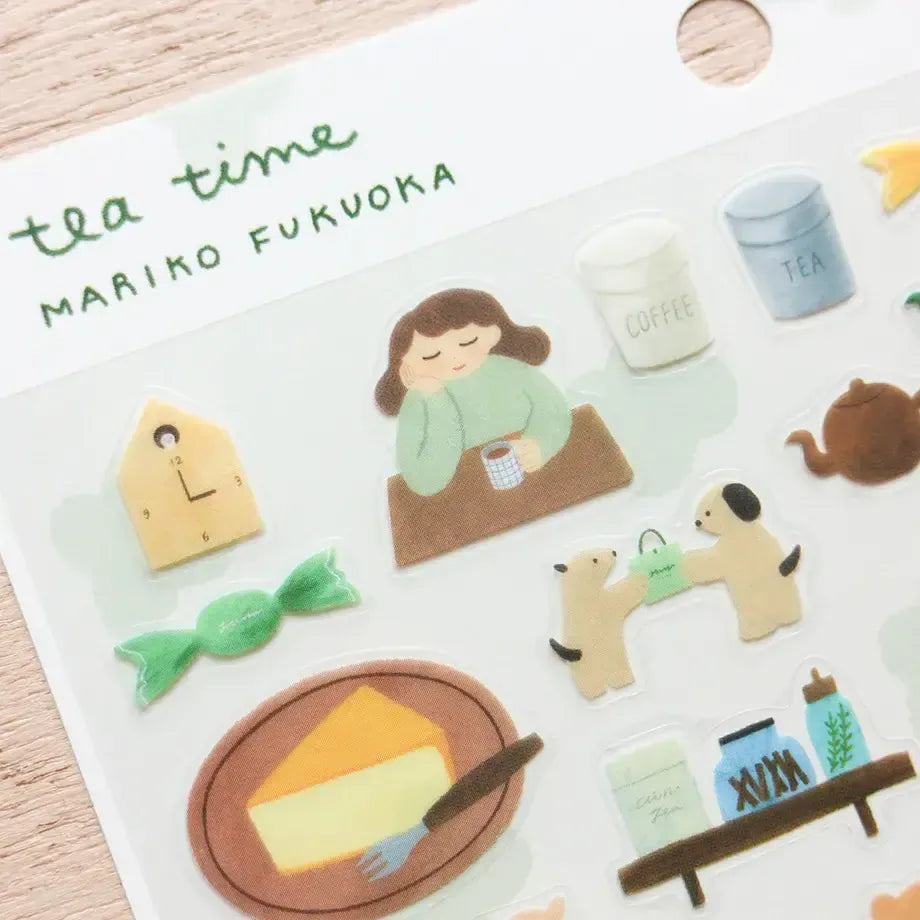 Cozy Tea Time Transparent Sticker Sheet - Cozyca x Mariko Fukuoka