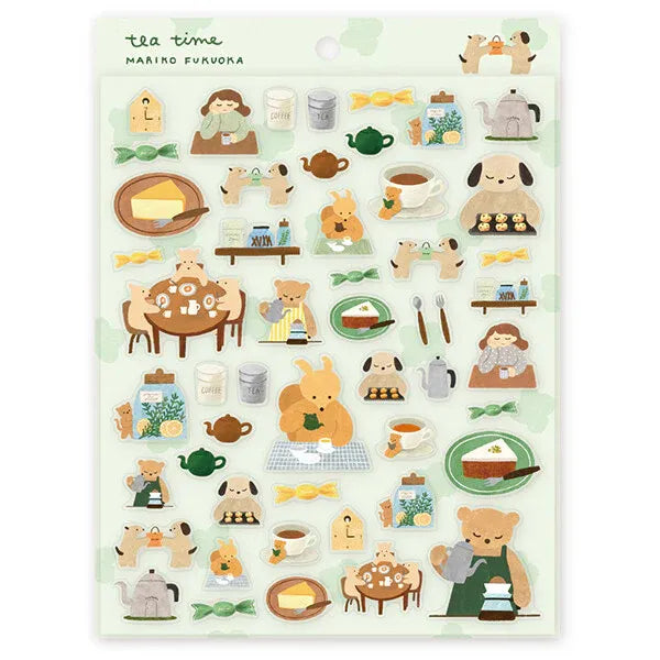 Cozy Tea Time Transparent Sticker Sheet - Cozyca x Mariko Fukuoka