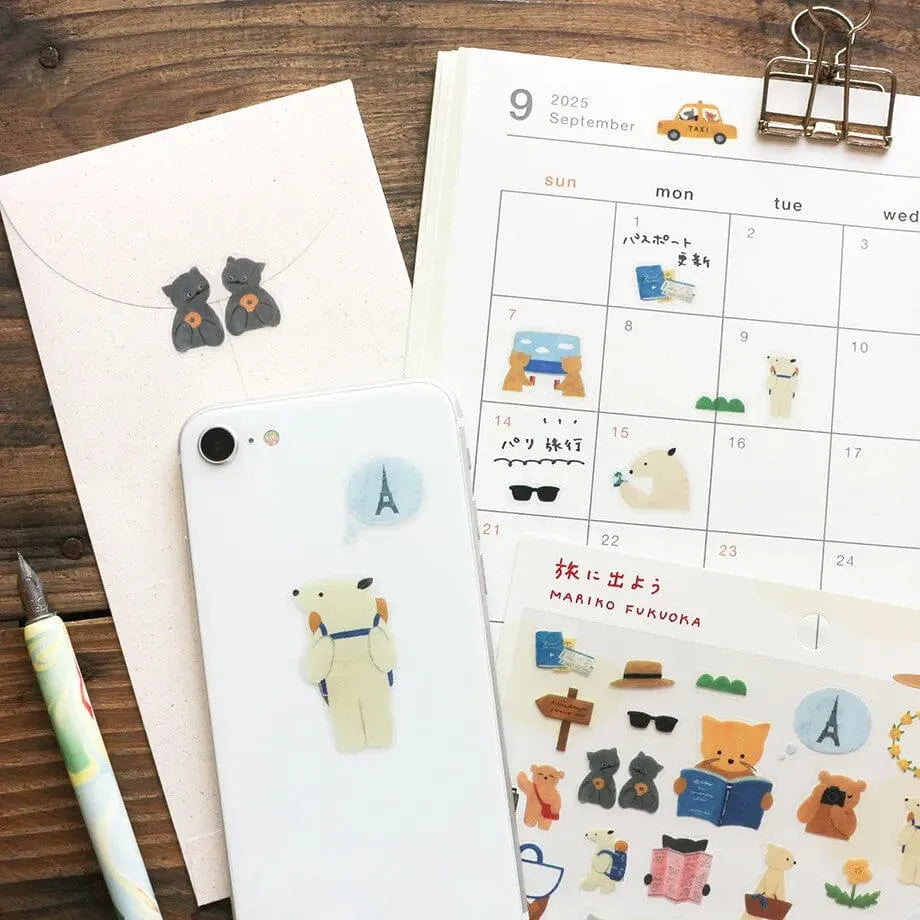 Let's Go On A Trip Transparent Sticker Sheet - Cozyca x Mariko Fukuoka