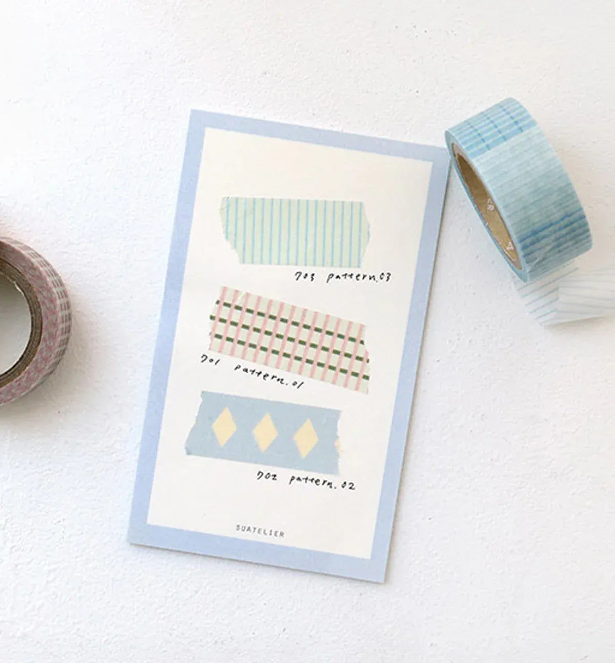 Green, Blue & White Striped Patern Washi Tape