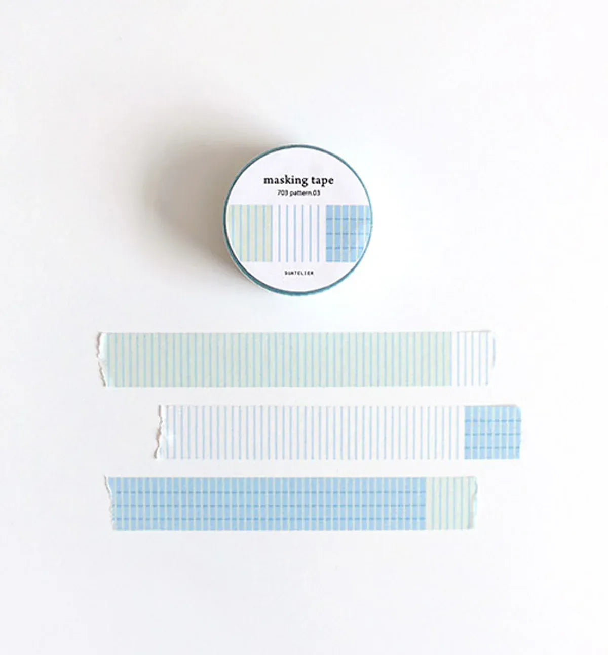 Green, Blue & White Striped Patern Washi Tape