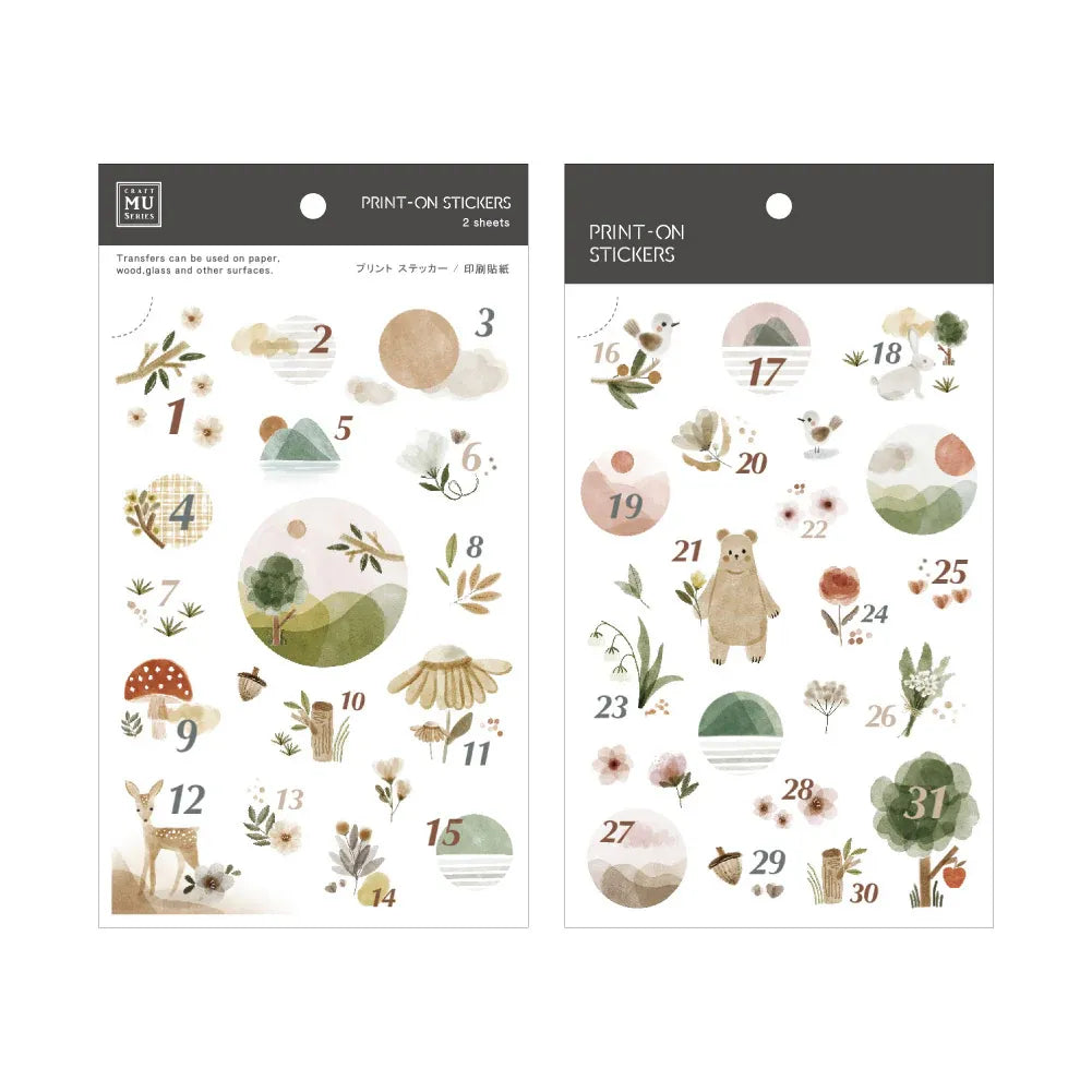 Forest Date Of Month Print-On Sticker Sheet (165)