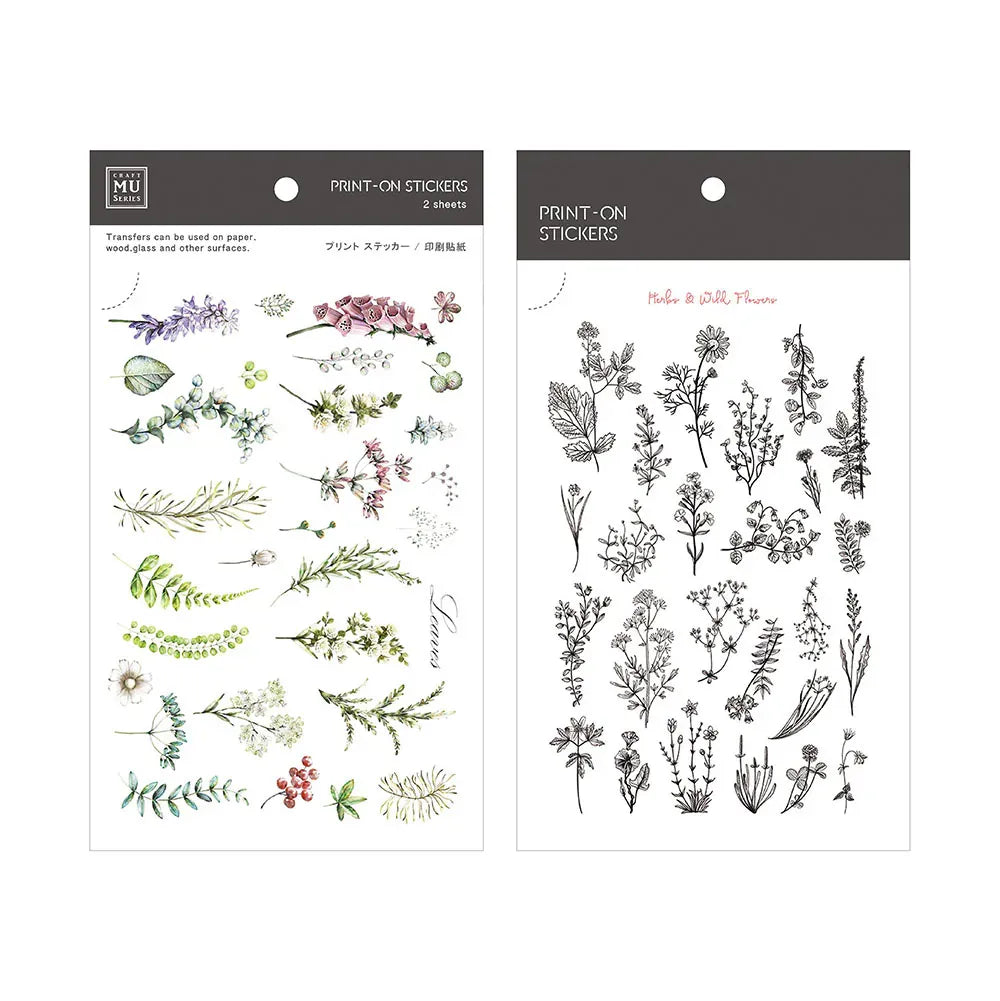 Herbs & Wild Flowers Print-On Sticker Sheet (55)
