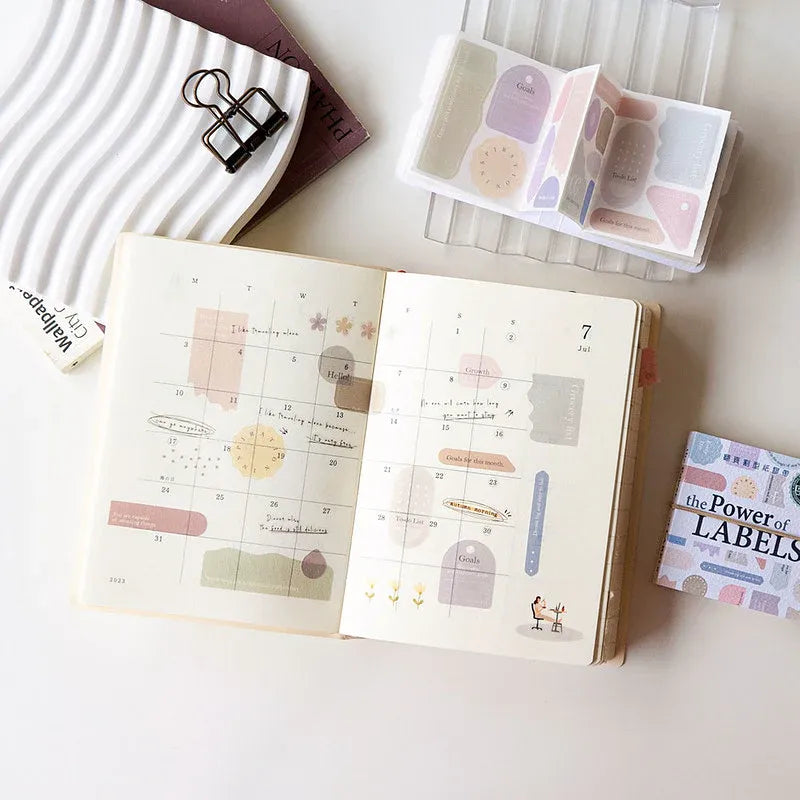 Multi-coloured Labels Die-Cut Washi Tape Booklet