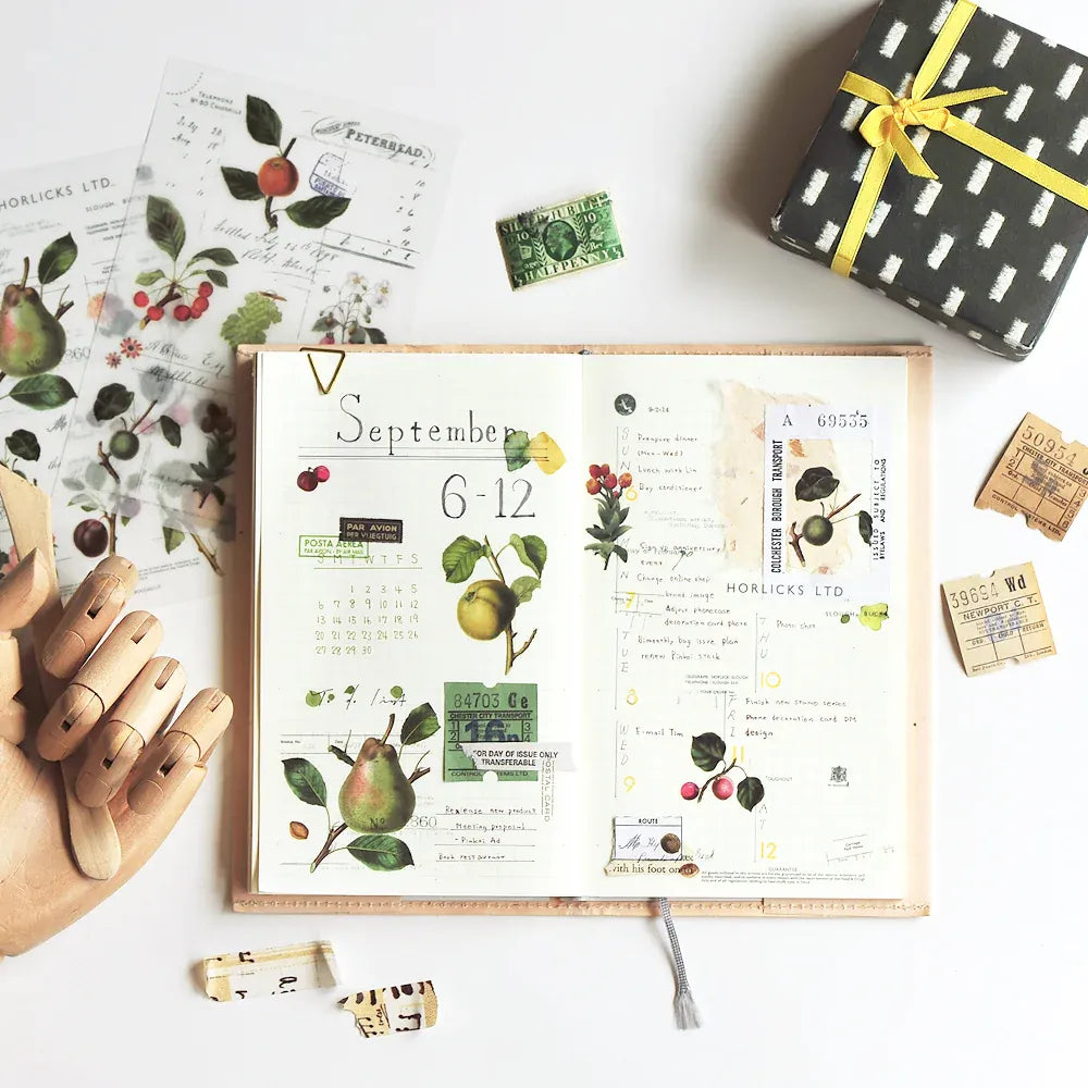 Vintage Fruit Illustrations Print-On Sticker Sheet (126)