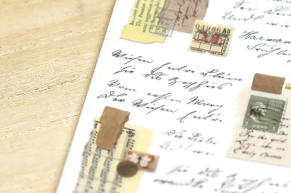 Vintage Script & Collage Print-On Sticker Sheet (162)