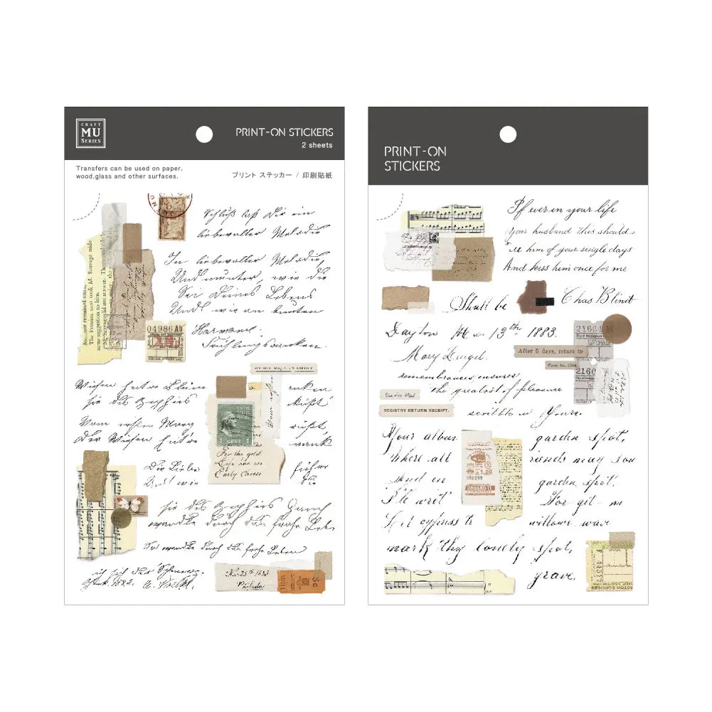 Vintage Script & Collage Print-On Sticker Sheet (162)