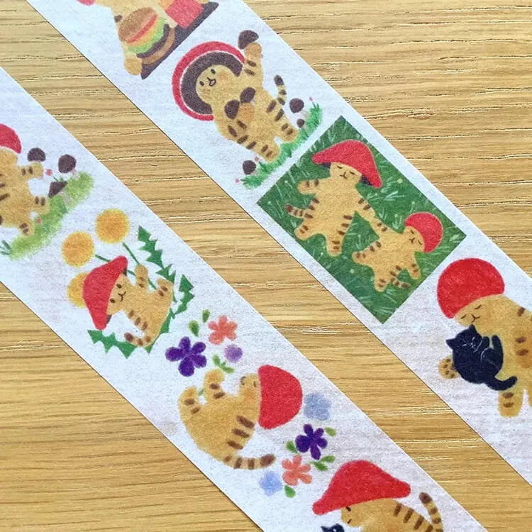 Mushroom Cat Washi Tape