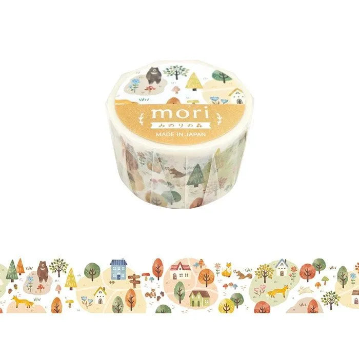 Orange Autumn Village & Forest Animals Washi Tape