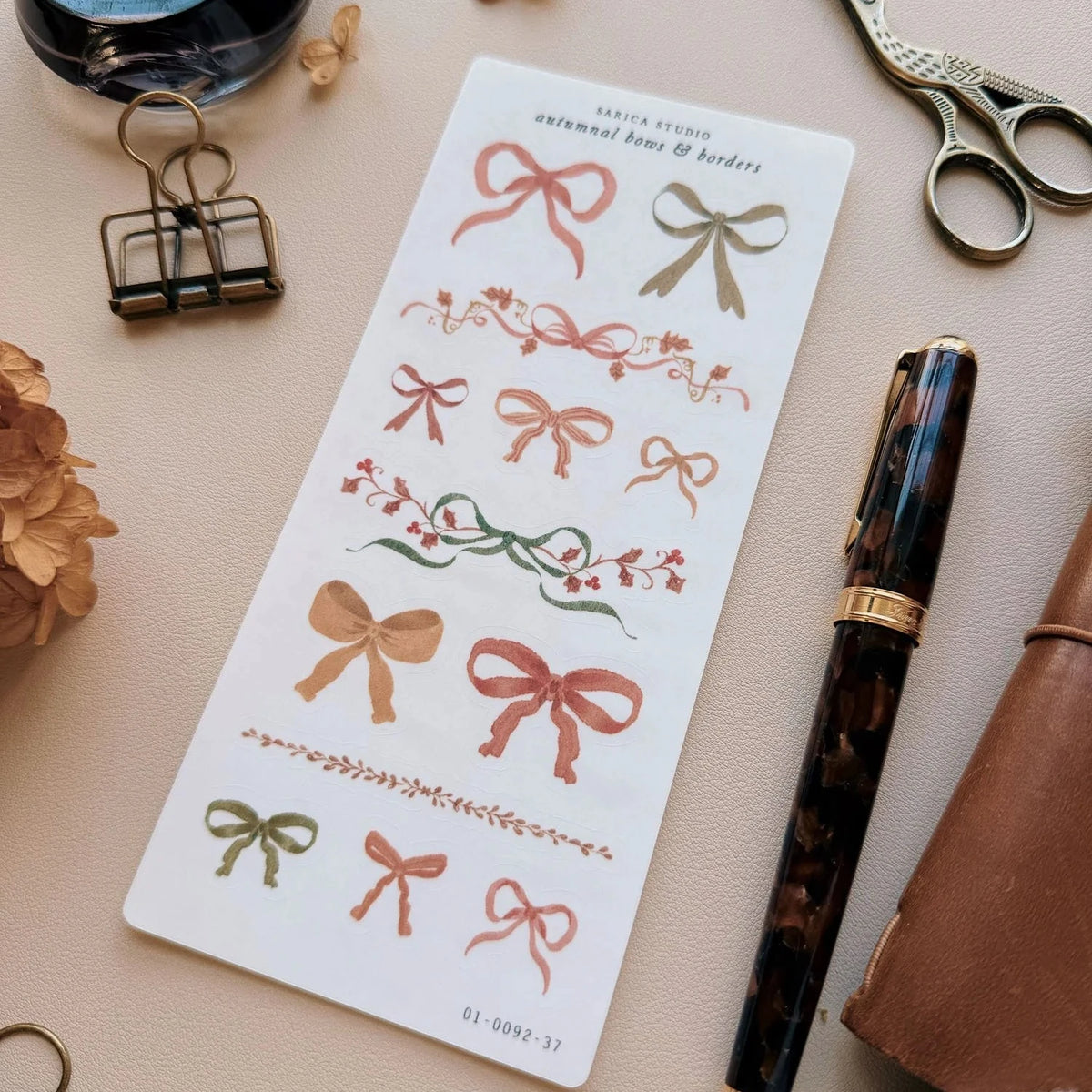 Autumnal Bows & Borders Sticker Sheet