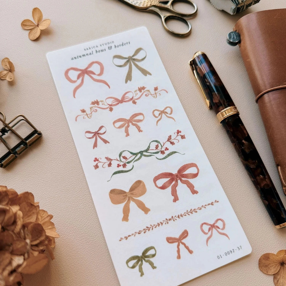 Autumnal Bows & Borders Sticker Sheet