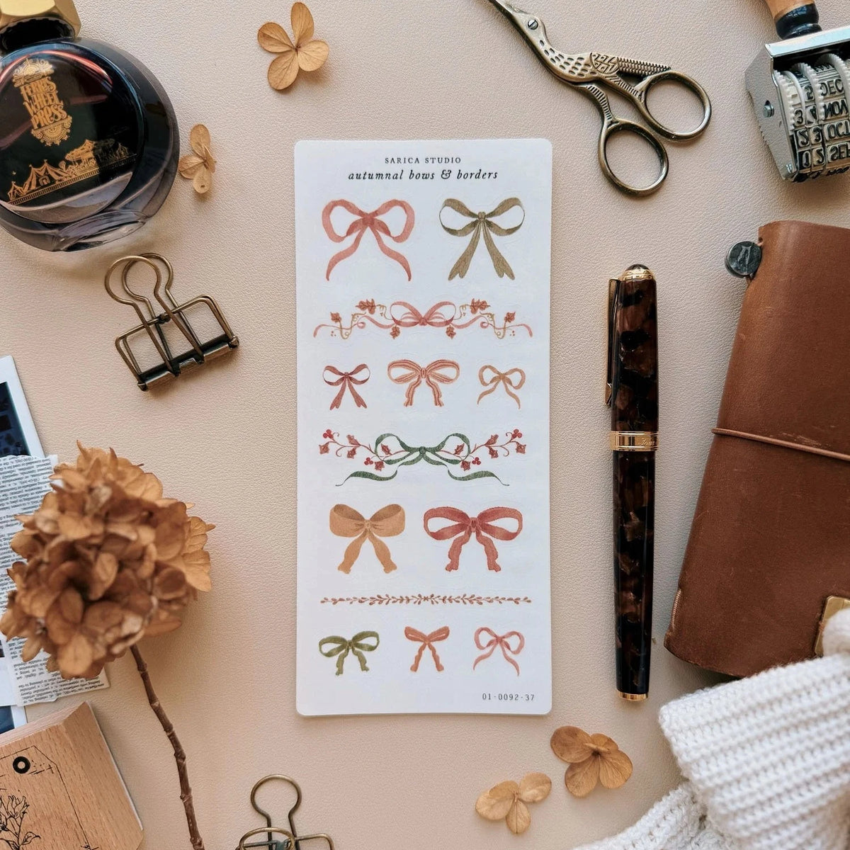 Autumnal Bows & Borders Sticker Sheet