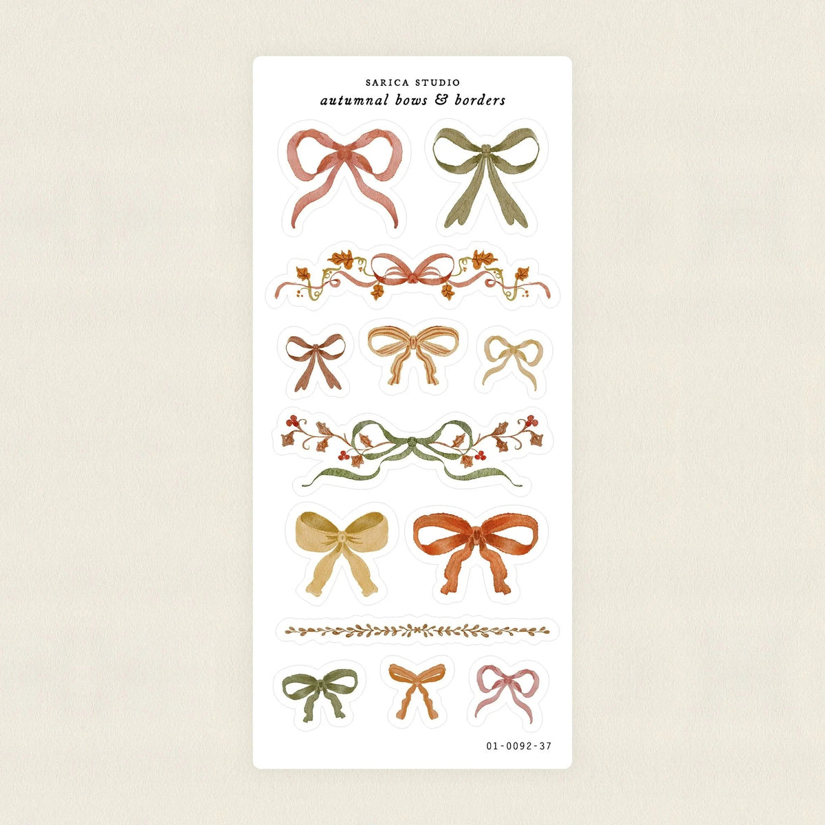 Autumnal Bows & Borders Sticker Sheet