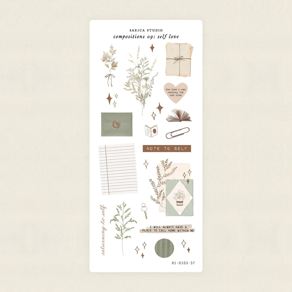 Compositions 09 Self-love neutral sticker sheet by Sarica Studio