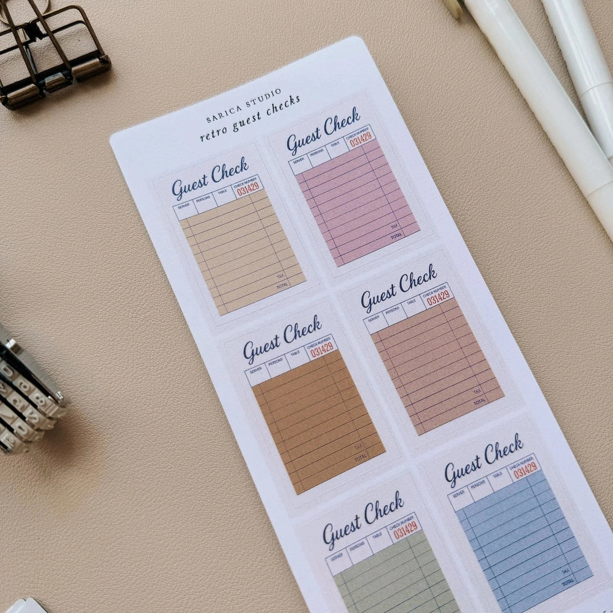 Retro Guest Checks Sticker Sheet