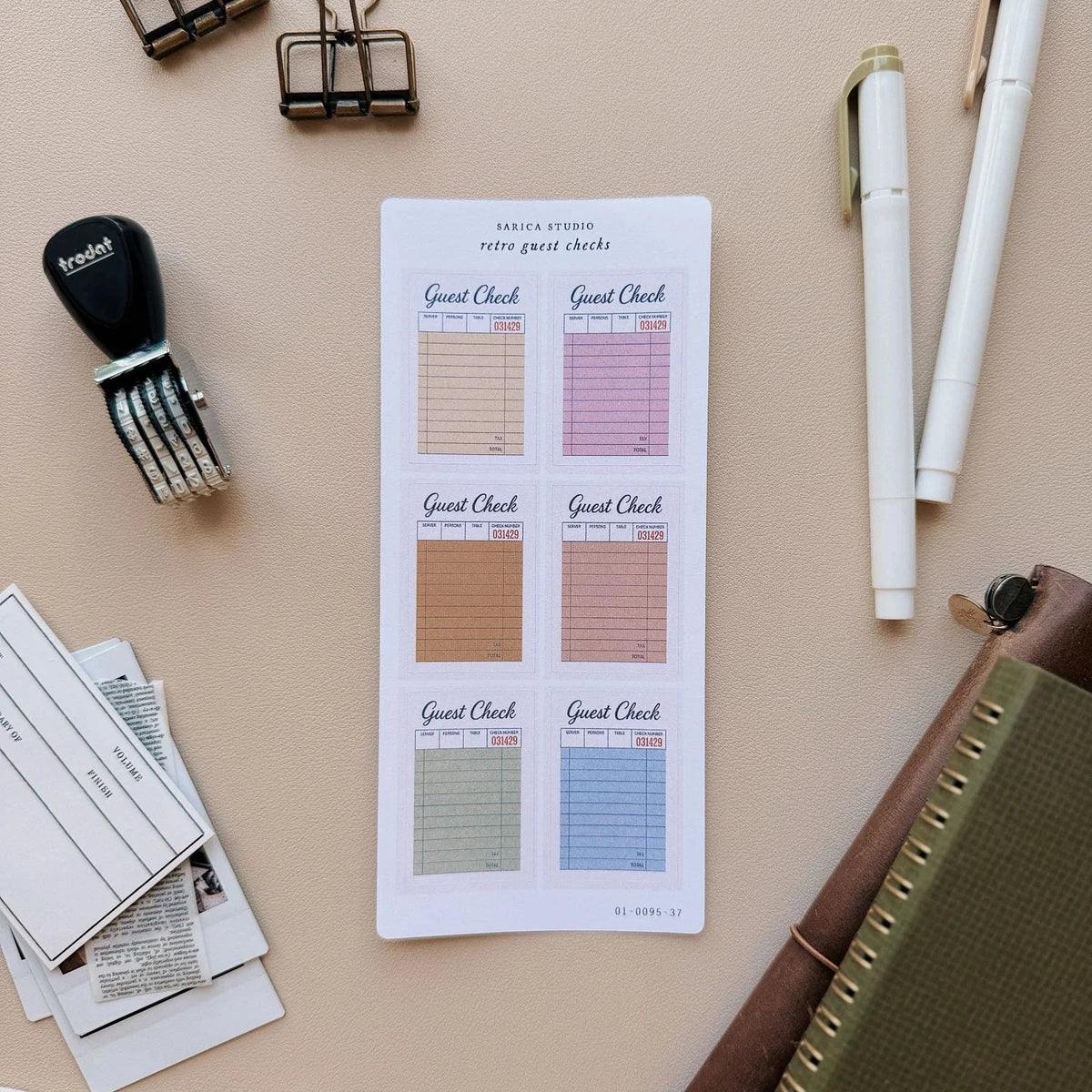 Retro Guest Checks Sticker Sheet