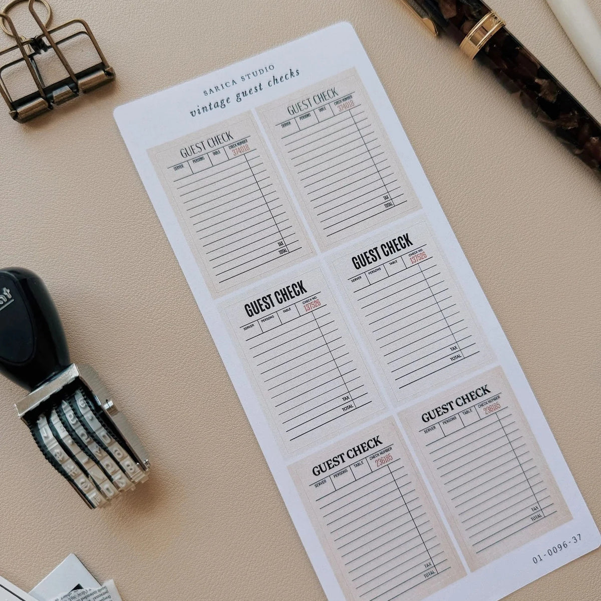 Vintage Guest Checks Sticker Sheet