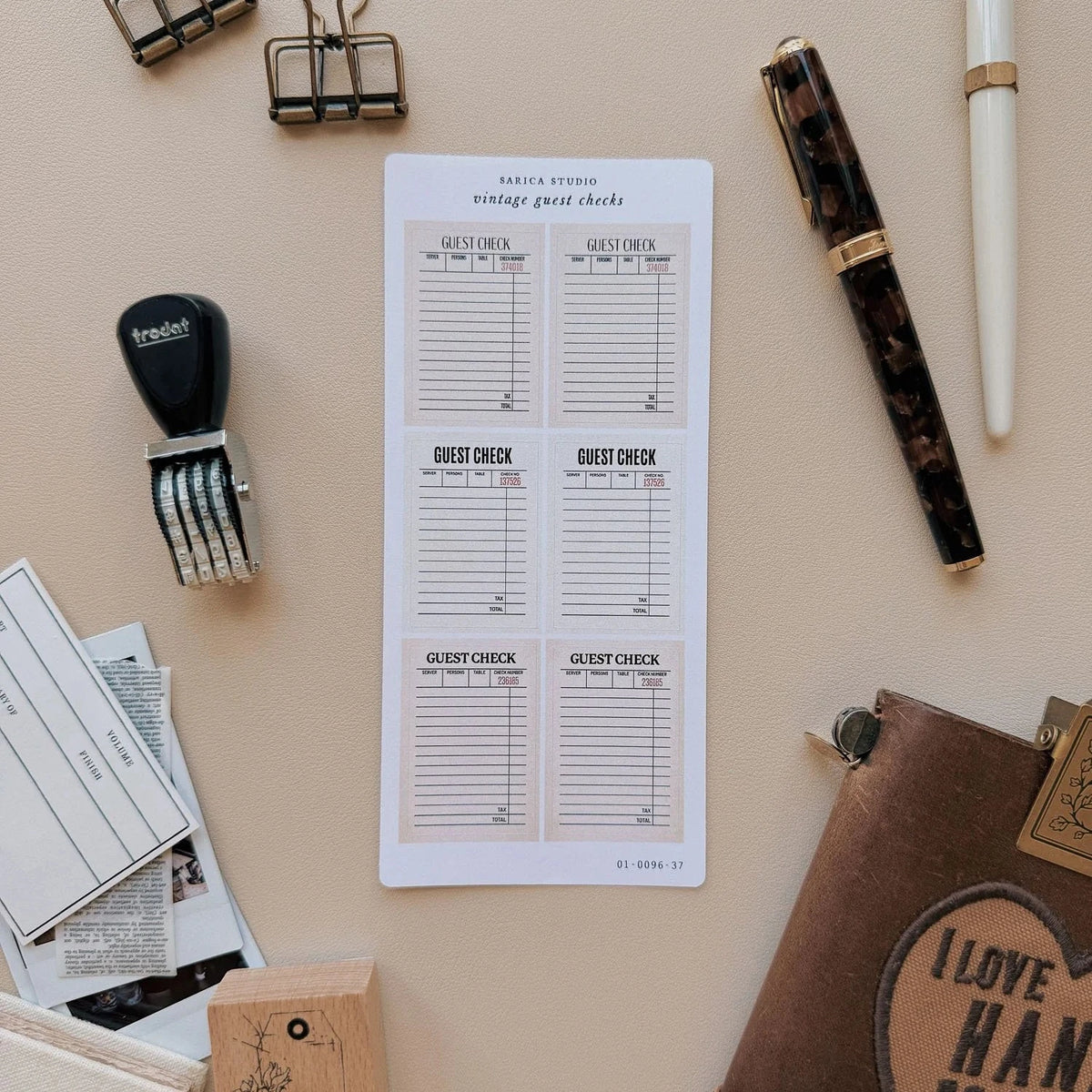 Vintage Guest Checks Sticker Sheet