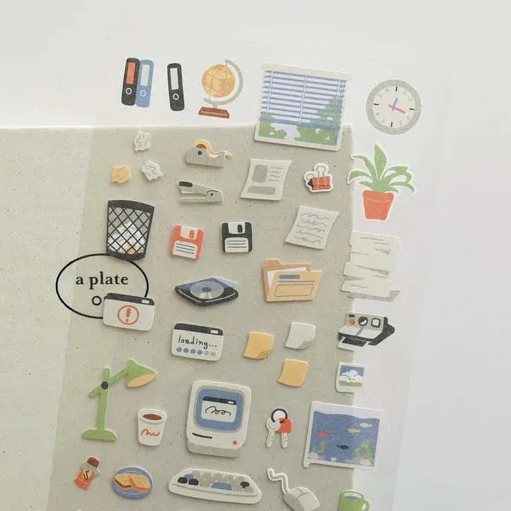 Retro Office Objects Sticker Sheet