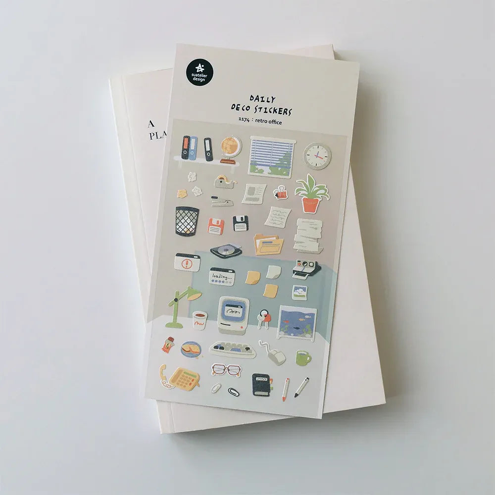 Retro Office Objects Sticker Sheet