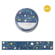 Tsuchihatsukana (常初花) Blue Floral & Gold Foil Washi Tape