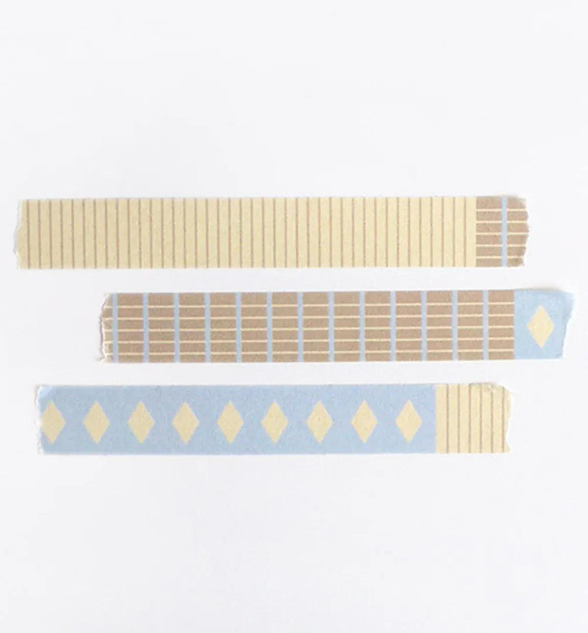 Yellow, Blue & Brown Stripe Diamond Washi Tape